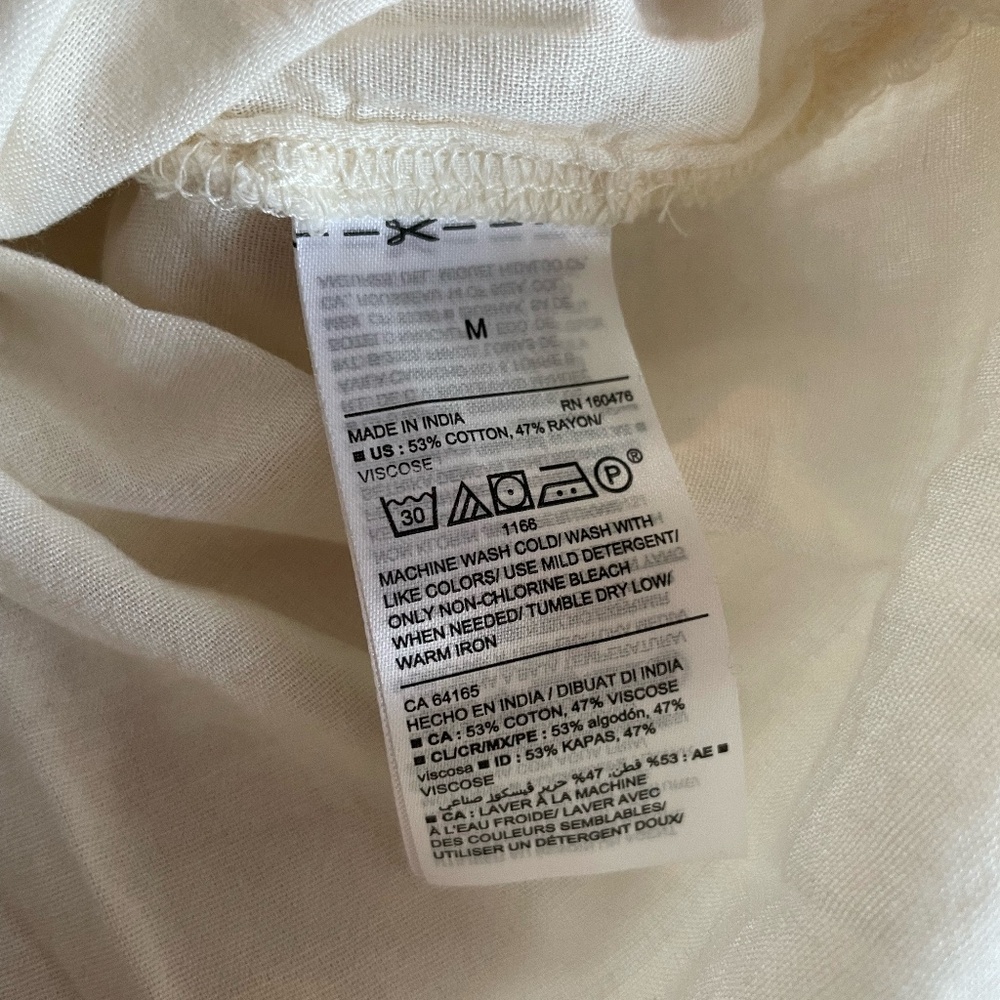 WOMENS OLD NAVY LINEN LOOK ECRU/CREAM COLORED BUTTON BLOUSE SIZE MED NWT - Picture 8 of 10